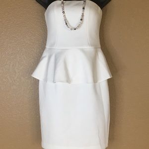 White Peplum Cocktail Dress